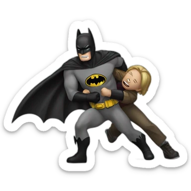 batman punching homeless sticker