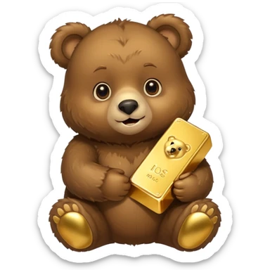 Cute bear with a gold bar sticker