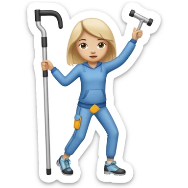Girl dabbing with crutches on sticker