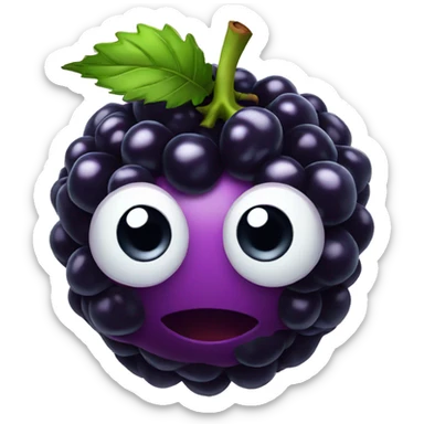 blackberry fruit with surprise face sticker