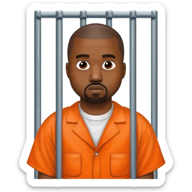 kanye west as a prison inmate with an orange overall sticker