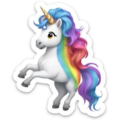 Unicorn tossing rainbow hair  sticker