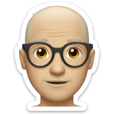 White bald person with glasses and tattoos sticker