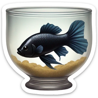 Black Beta fish in vintage bowl  sticker