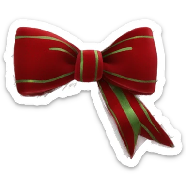 Christmas bow red and grin made from velvet with long stripes sticker