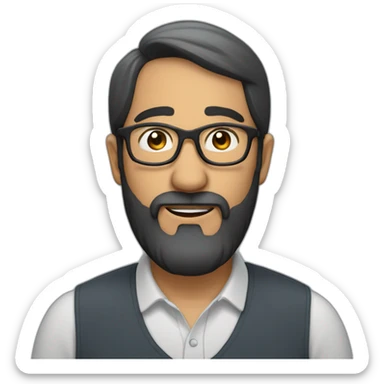 A 51 years man wearing glasses with a black beard with a round face speaking Arabic  sticker