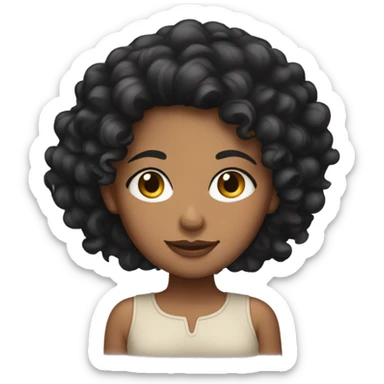 Tan skin girl with black curly hair sticker