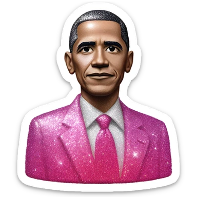 Pink ombre Obama statue with glitter  sticker