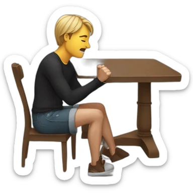 man bang her fist on a table sticker