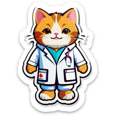 Cat in medicine suit sticker