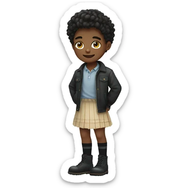 boy wearing a skirt and thigh highs, Cute sticker