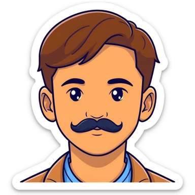 Boy with brown mustache and tan skin sticker