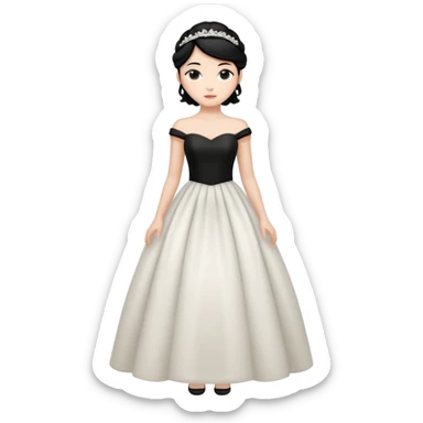 Chica blanca,cuerpo entero, vestido boda semilargo, pelo negro y recogido sticker