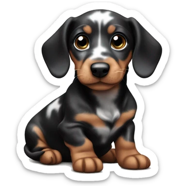 Black merle mini dachshund puppy sticker