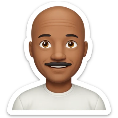 bald black dad with chin mustache smile warmly in white shirt sticker