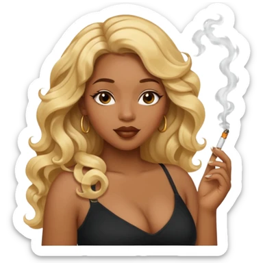 Curvy, blonde long hair, sfw intimate pose black girl smoking sticker