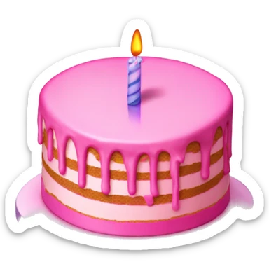 Pink birthday cake with a candle melting sticker