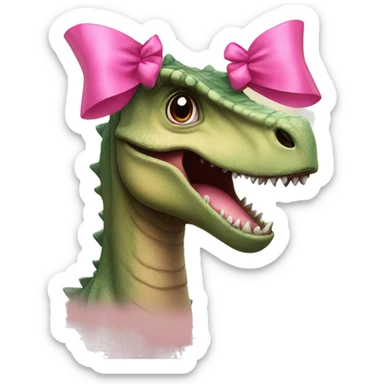 Dinosaur with a pink bow and eyelashes  sticker