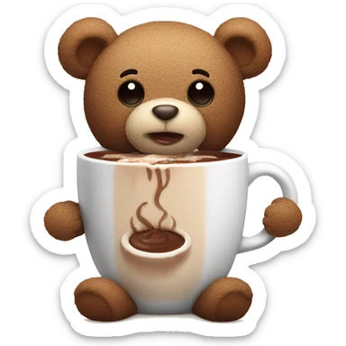 Teddy with hot chocolate sticker