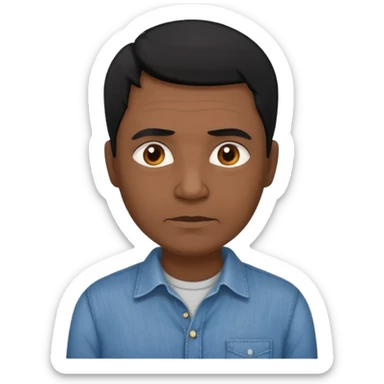 great job, now i would like a middle aged dark brown person with black hair on head in casual shirt ( make him darker in complexion and add some age sticker