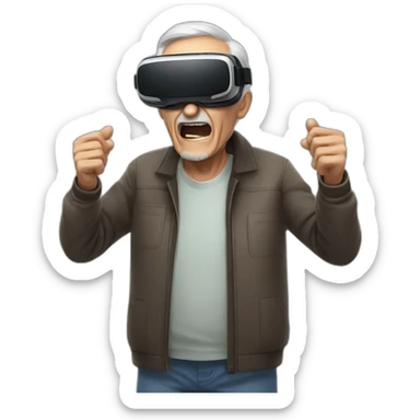 old man yells at vr headset sticker