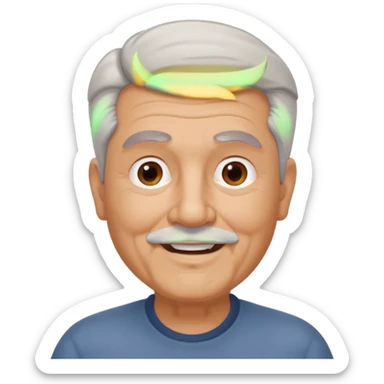 75, goatee, bold, side hair grey, no glasses, chubby sticker