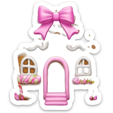 Gingerbread house with a pink bow  sticker