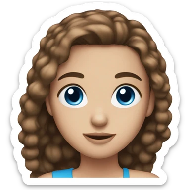 Pretty girl brown hair blue eyes sticker
