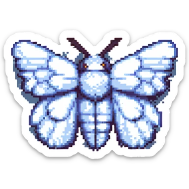 pixel art fluffy moth sticker