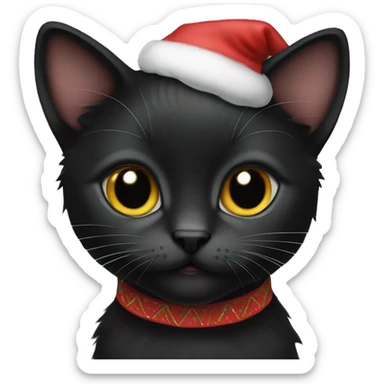 Black Christmas kitten sticker