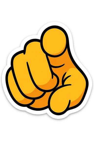 yellow finger emoji pointing at viewer, cartoon style sticker