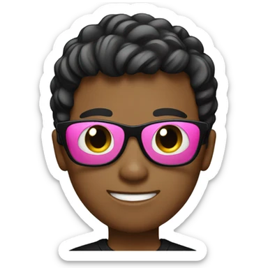 boy in black shirt sunglasses pink sticker