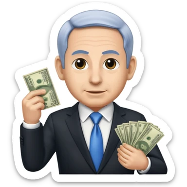 Netanyahu offering money sticker