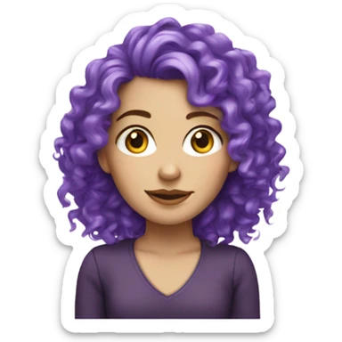 white girl with purple curly hair sticker