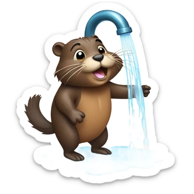 a beaver taking a shower sticker