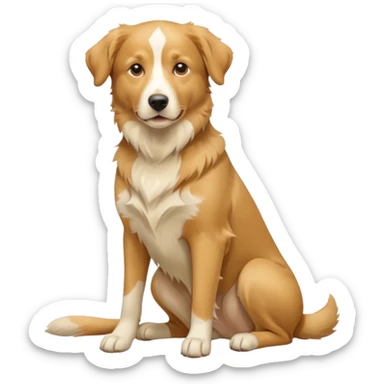 a full body, sitting gold labrador, and a sitting tan, cream, brown border collie  sticker