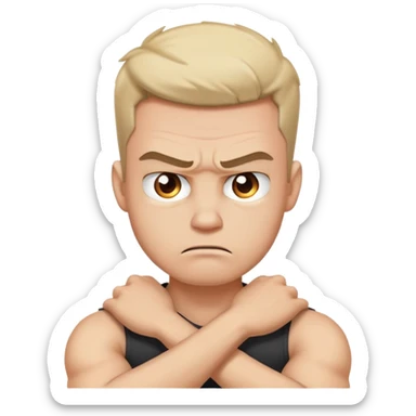 Arms crossed  holding neck angry guy sticker