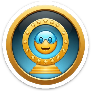 featuring achievements, films, and 100 views, in a style achievement sticker