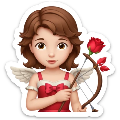 cupid heart brown hair sticker