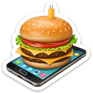 picture of a hamburguer inside of a phone sticker