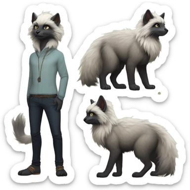 Modern Realistic Rare Fantasy Fluffy Slim Vernid-Trico-Melprin-species by LiLaiRa, full body sticker