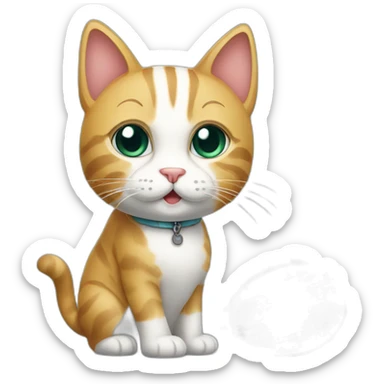 Lovely cat with a tennis racket sticker