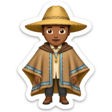 brown skin man with fashion pancho sticker