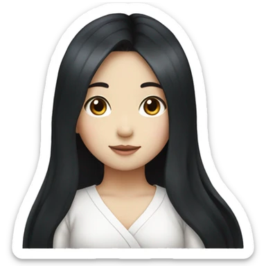 Korean girl with very long black hair sticker