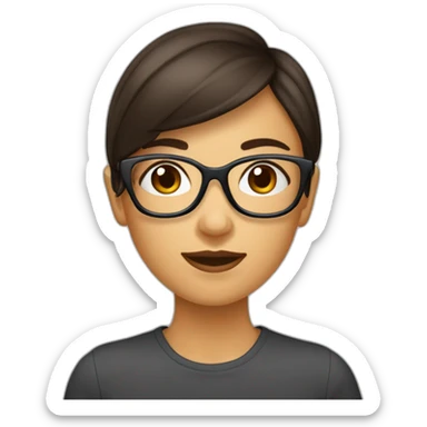 fille brune trés frisées au carré avec des lunettes sticker