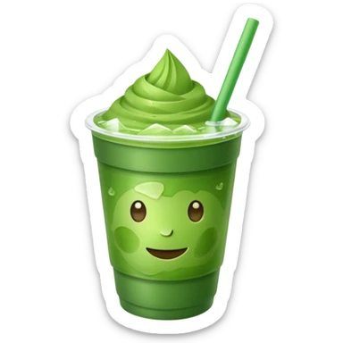 MATCHA PLASTIC CUP WITH CUBES OF ICE sticker