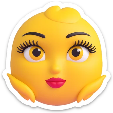 classic round yellow emoji face, bratty mean girl expression, thick lashes, glossy lips, side-eye smirk, dramatic eye makeup, sassy attitude, cartoon style, no body sticker
