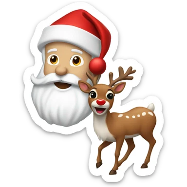 White Santa with Rudolph red nose reindeer sticker