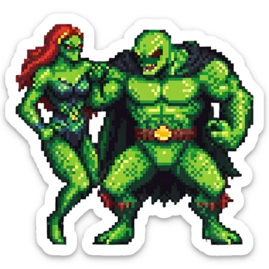 Abomination vs Hulk, green superhero fighting scaly monster villain sticker