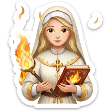 dnd cleric holding a holy book on fire sticker